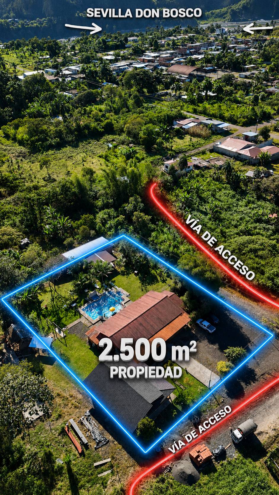 Lote con casa de 2500 m² en Padre Casinragui — Complejo turistico en Padre Casinragui, Sevilla Don Bosco, Morona Santiago