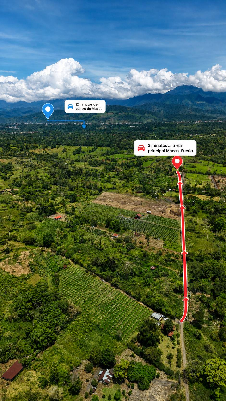 Finca de 2 hectáreas con 70 m de frente a vía en Santa Ana, Sevilla Don Bosco en Santa Ana, Sevilla Don Bosco, Morona Santiago